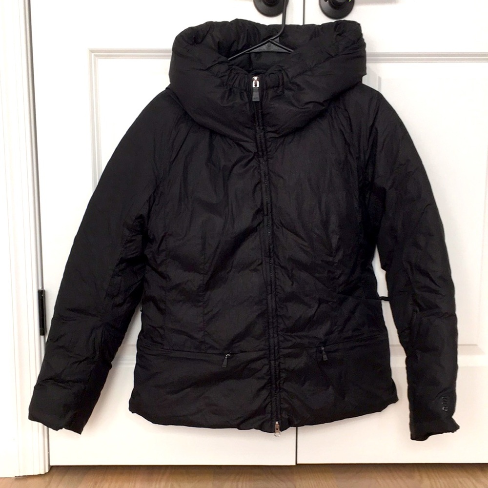 ADD down womens black hooded coat size us 8